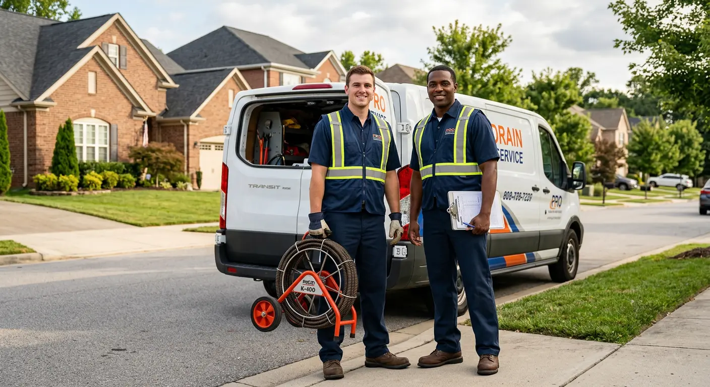 Sewer and drain service team with equipment ready for work in North Lauderdale